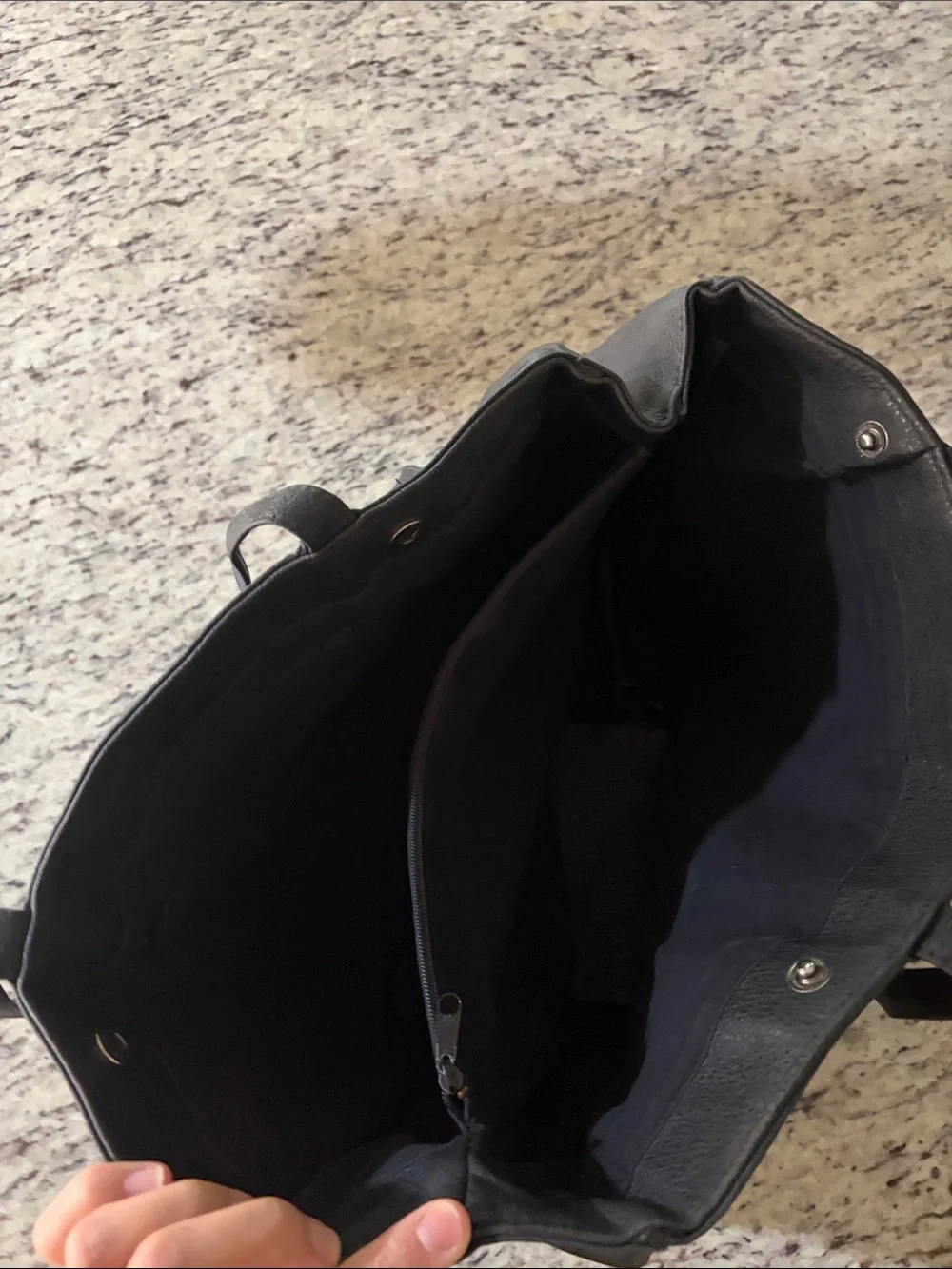Everyday Black Leather Tote Bag with Sturdy Straps